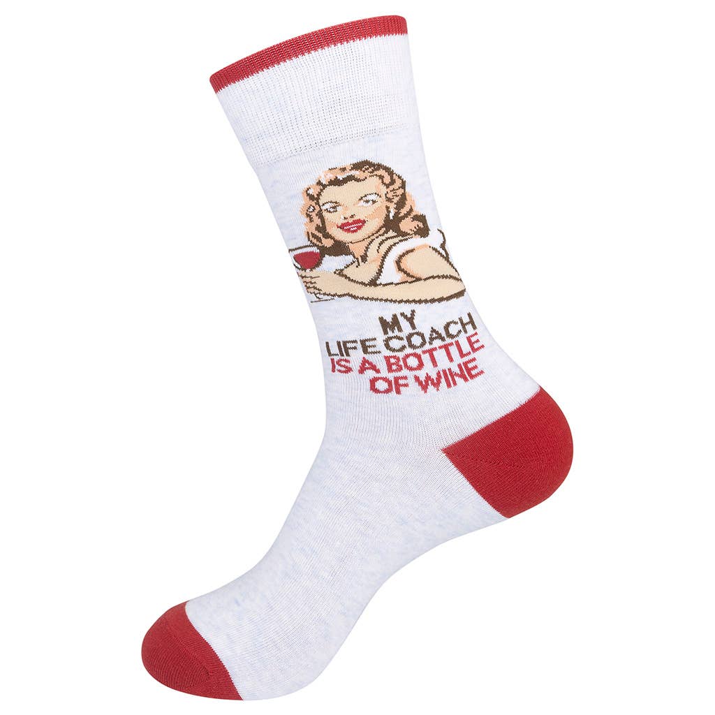 My Life Coach is a Bottle of Wine Ephemera Socks