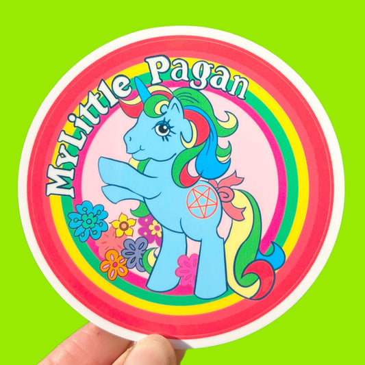 My Little Pagan Waterproof Glossy Vinyl Sticker | Funny Pony Gay Retro Round Decal | 3"