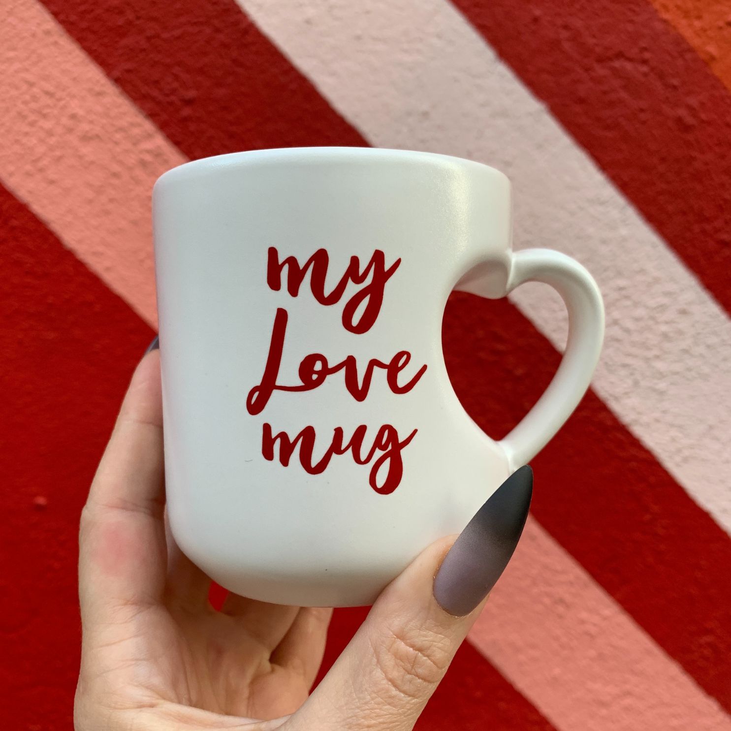 My Love Mug Heart Shaped Handle Mug | Coffee Tea Stoneware Cup | 12oz.