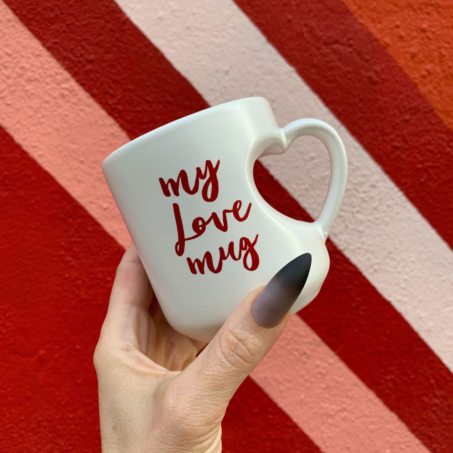 My Love Mug Heart Shaped Handle Mug | Coffee Tea Stoneware Cup | 12oz.