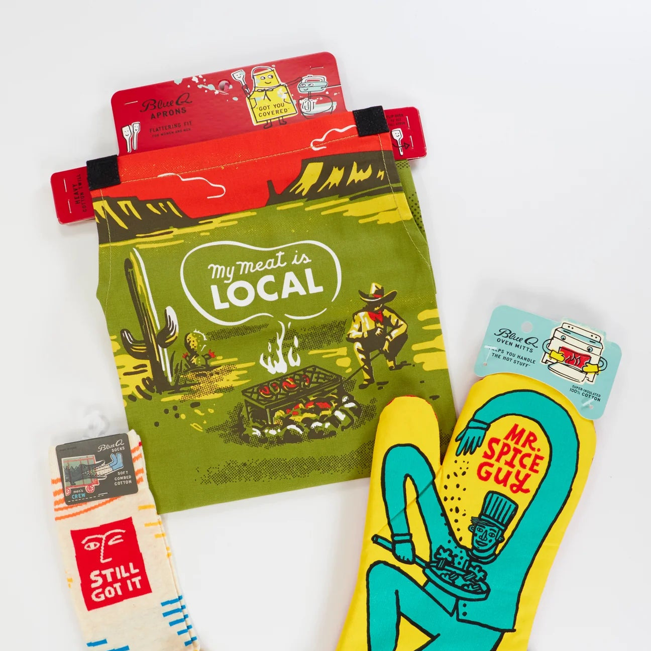 My Meat Is Local Funny Cooking and BBQ Apron Unisex 2 Pockets Adjustable Strap 100% Cotton | BlueQ at GetBullish | Father's Day Gift