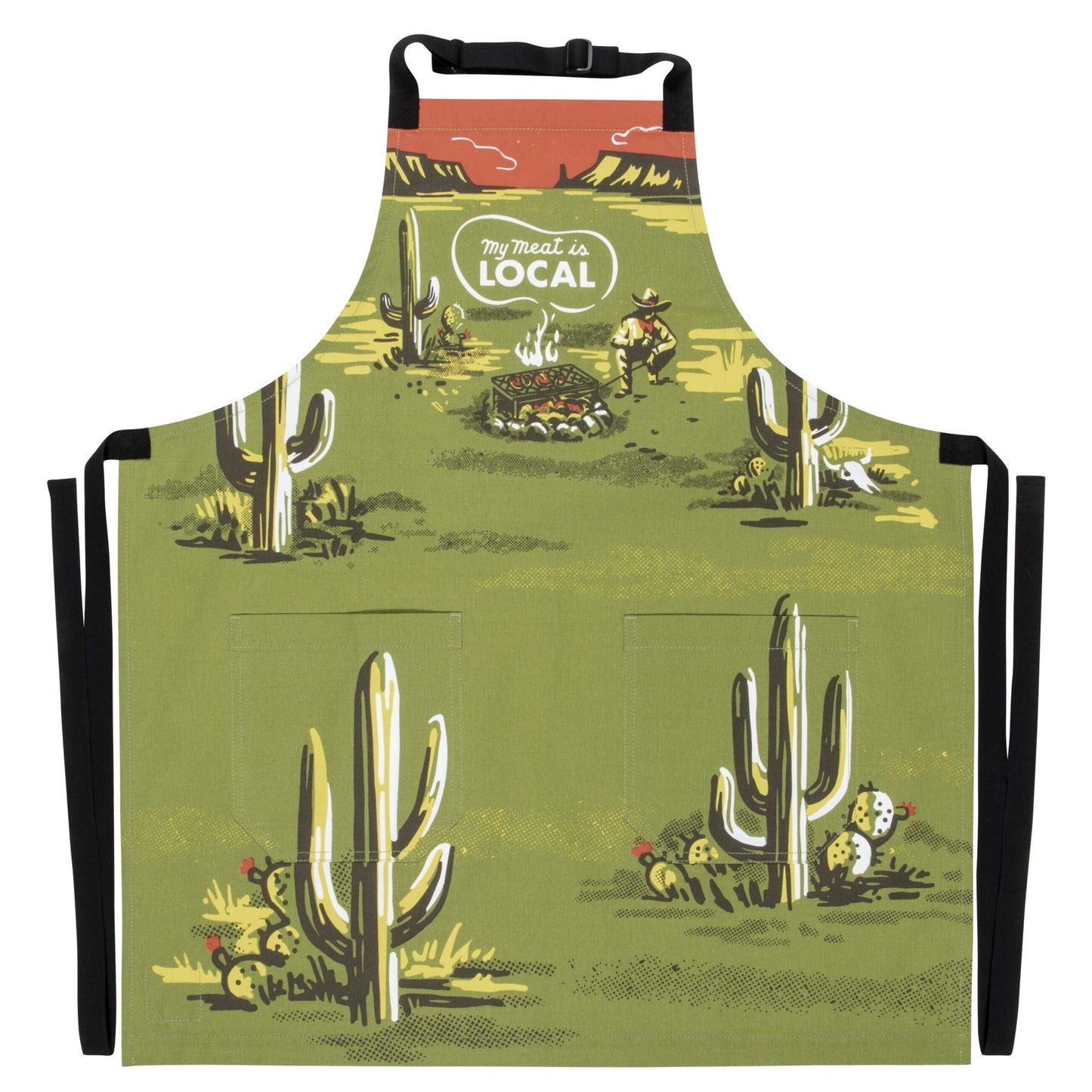 My Meat Is Local Funny Cooking and BBQ Apron Unisex 2 Pockets Adjustable Strap 100% Cotton
