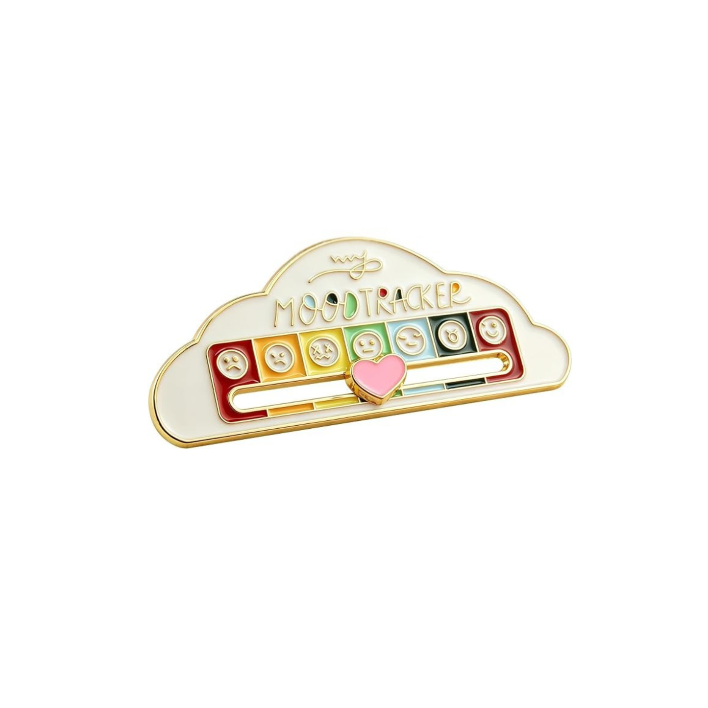 My Mood Tracker Enamel Pin with Mood Slider | Cloud Shape | 2" | Black or White