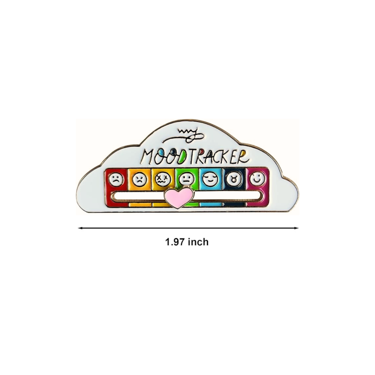 My Mood Tracker Enamel Pin with Mood Slider | Cloud Shape | 2" | Black or White