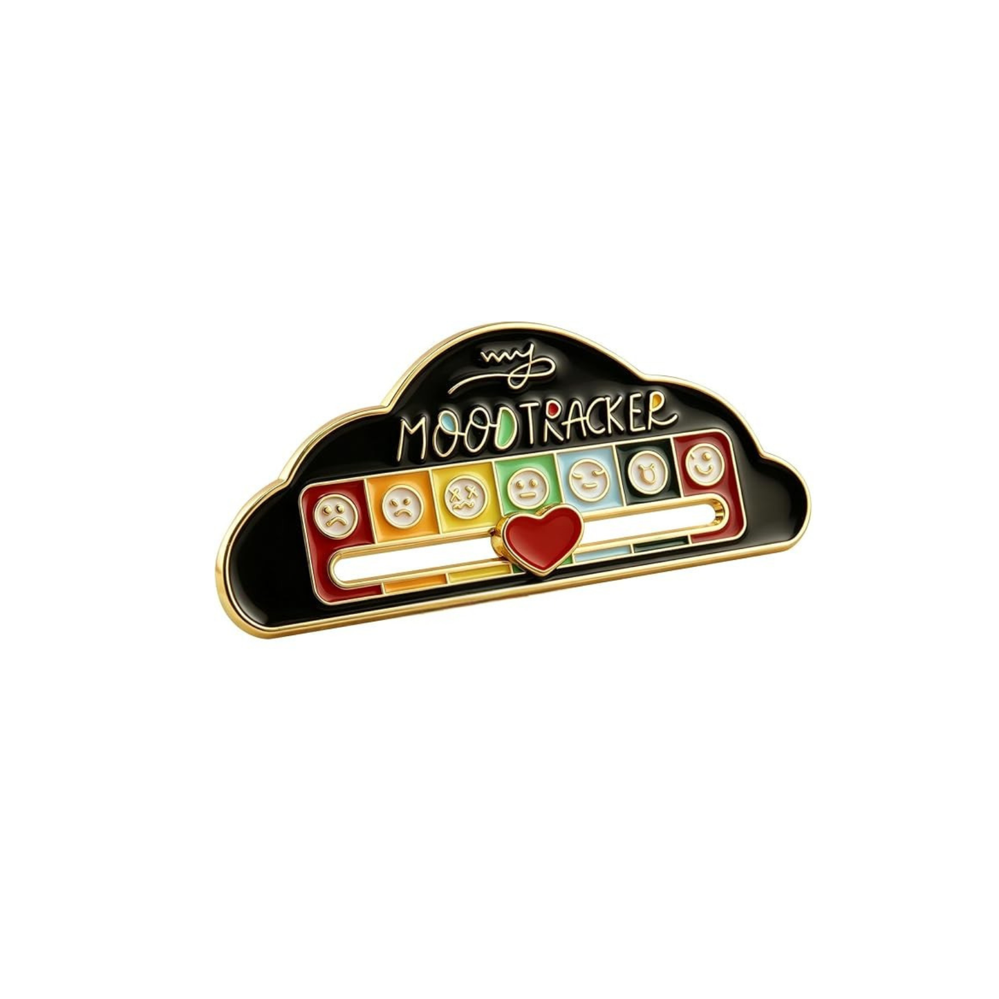 My Mood Tracker Enamel Pin with Mood Slider | Cloud Shape | 2" | Black or White