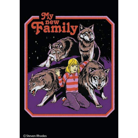 My New Family Fridge Magnet | '80s Children's Book Style Satirical Art