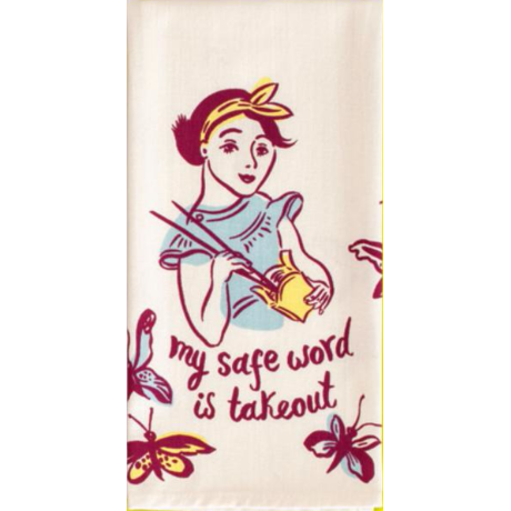 My Safe Word is Takeout Screen-Printed Purple Multicolored Dish Cloth Towel