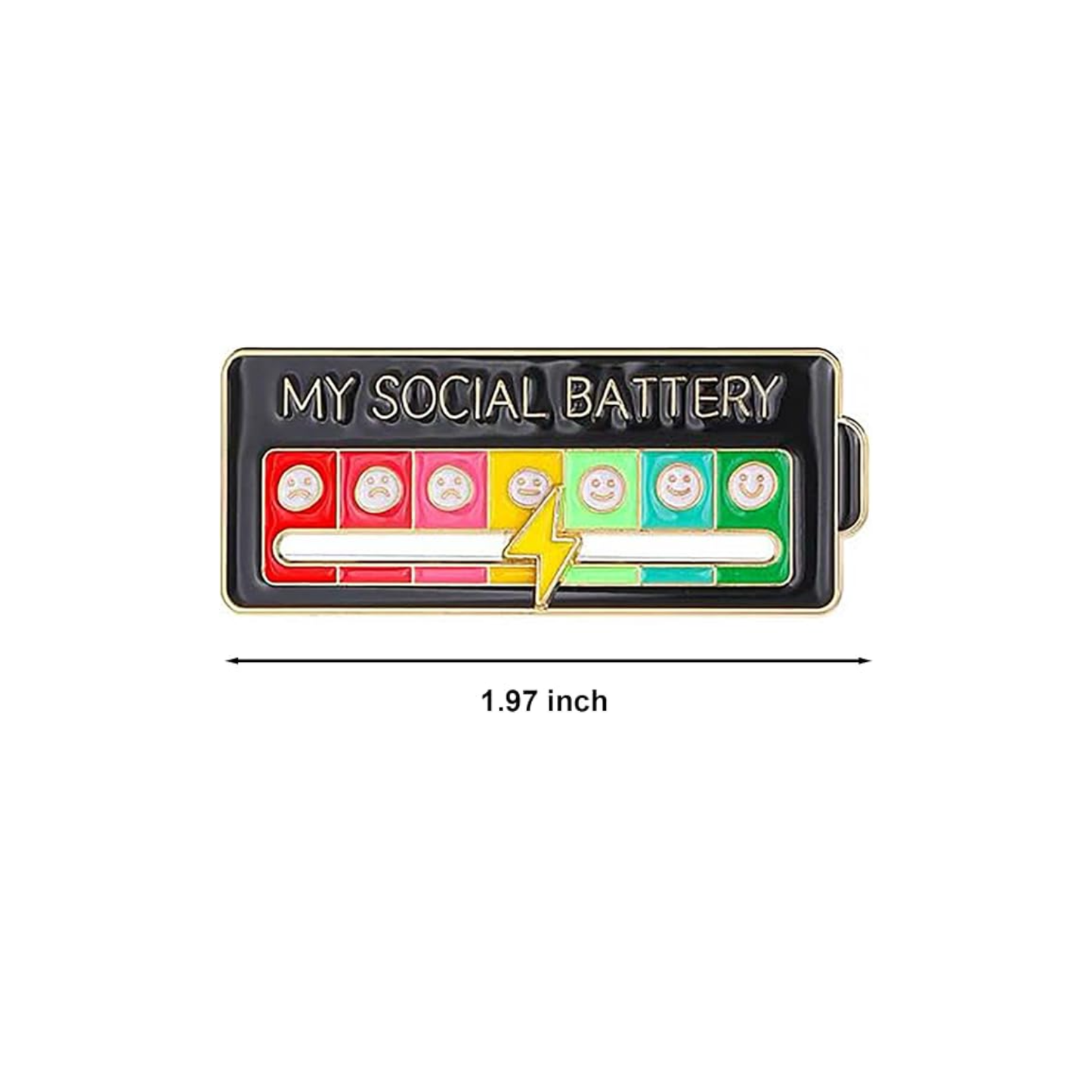 My Social Battery Enamel Pin with Mood Slider | 2" | Black Rainbow Gold