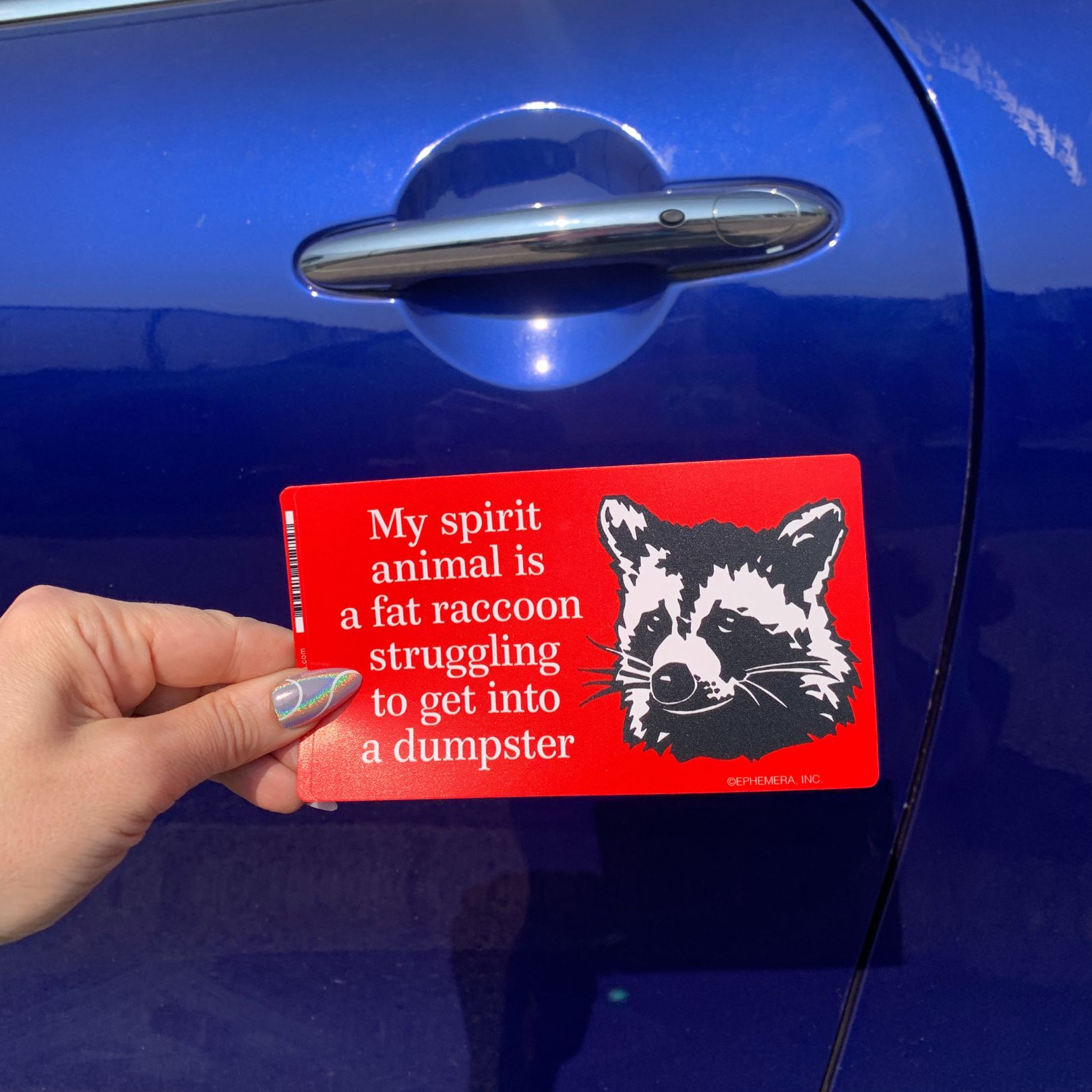 My Spirit Animal Is A Fat Raccoon Vinyl Sticker | Rectangular Large Size Decal | 6" x 3.4"