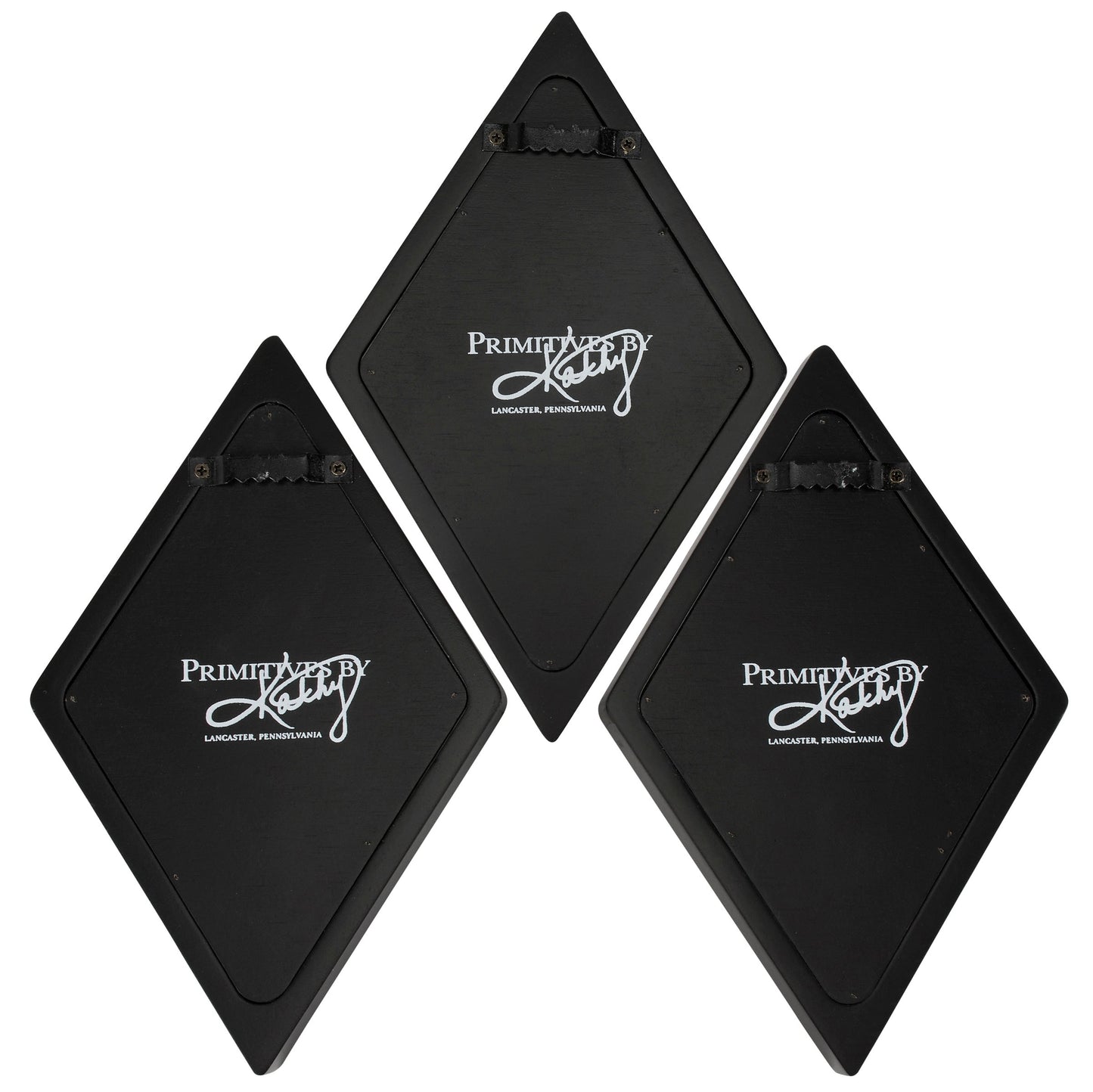 Back part of three wall decor with 'Primitive by Kelly' branding on a white background