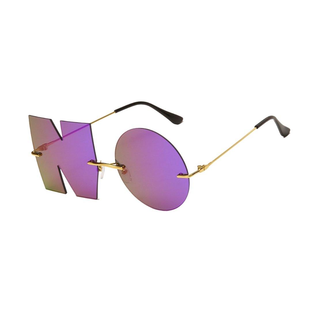 NO Graphic Sunglasses in Purple and Gold