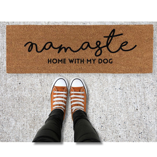 Namaste Home With My Dog Coir Door Mat | 30" x 10"