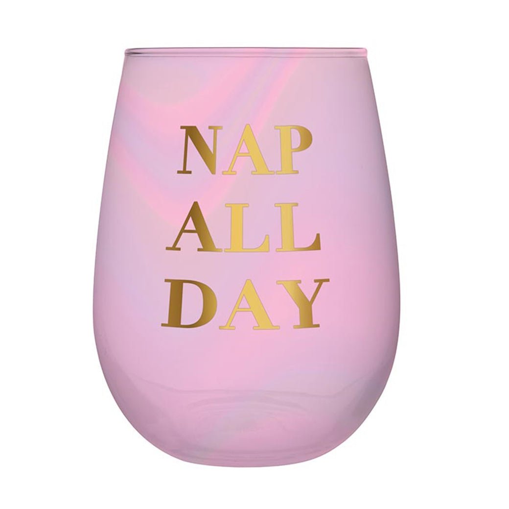 Nap All Day Stemless Wine Glass in Iridescent Tinted Pink | 20 oz.