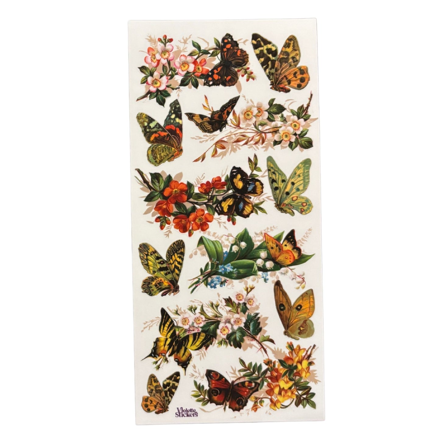 Natural Butterflies Clear Stickers | 4" x 8" | 2 Sheets