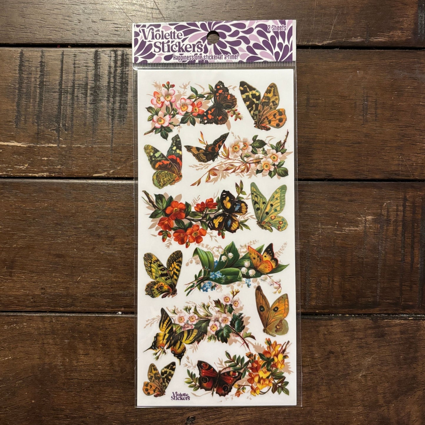 Natural Butterflies Clear Stickers | 4" x 8" | 2 Sheets
