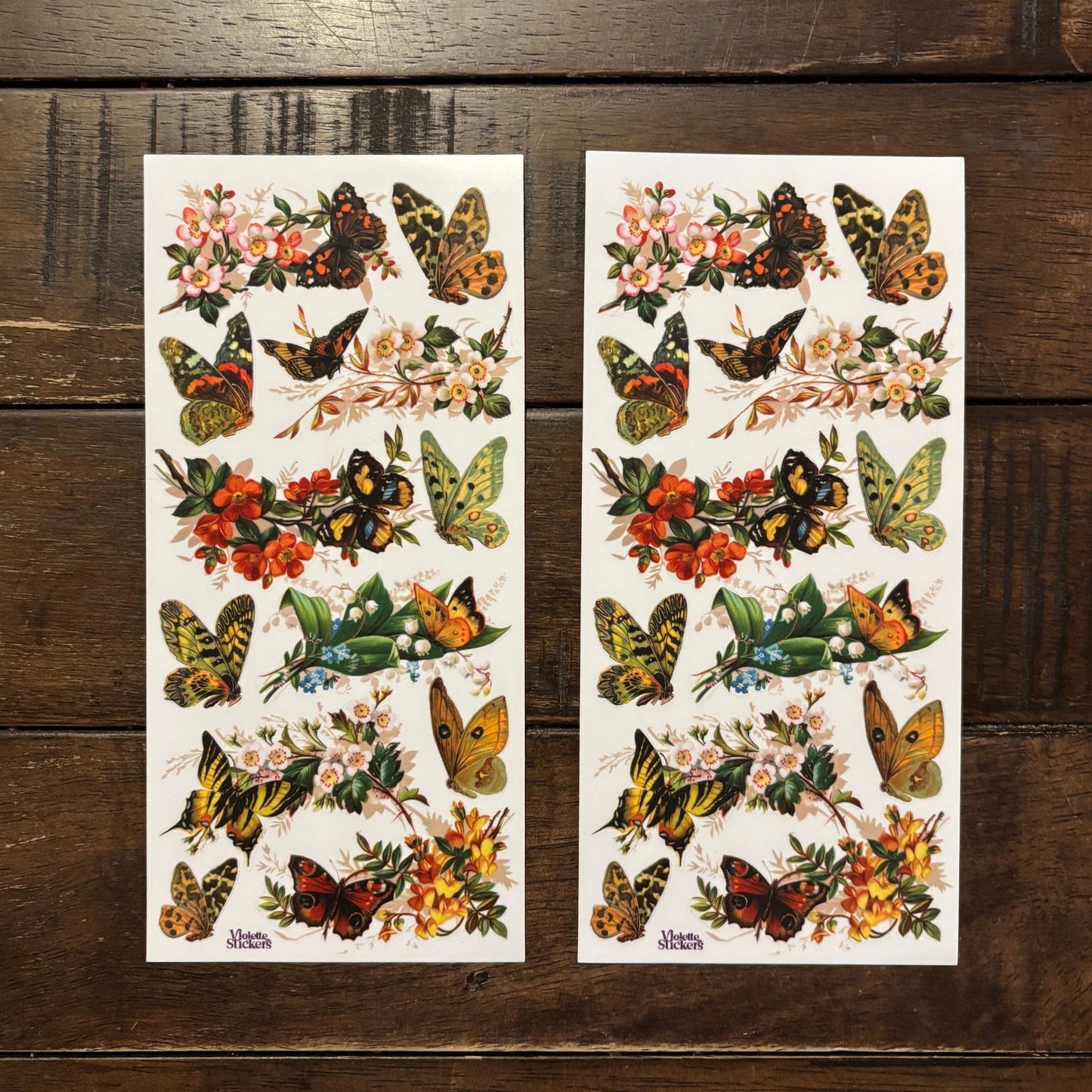 Natural Butterflies Clear Stickers | 4" x 8" | 2 Sheets