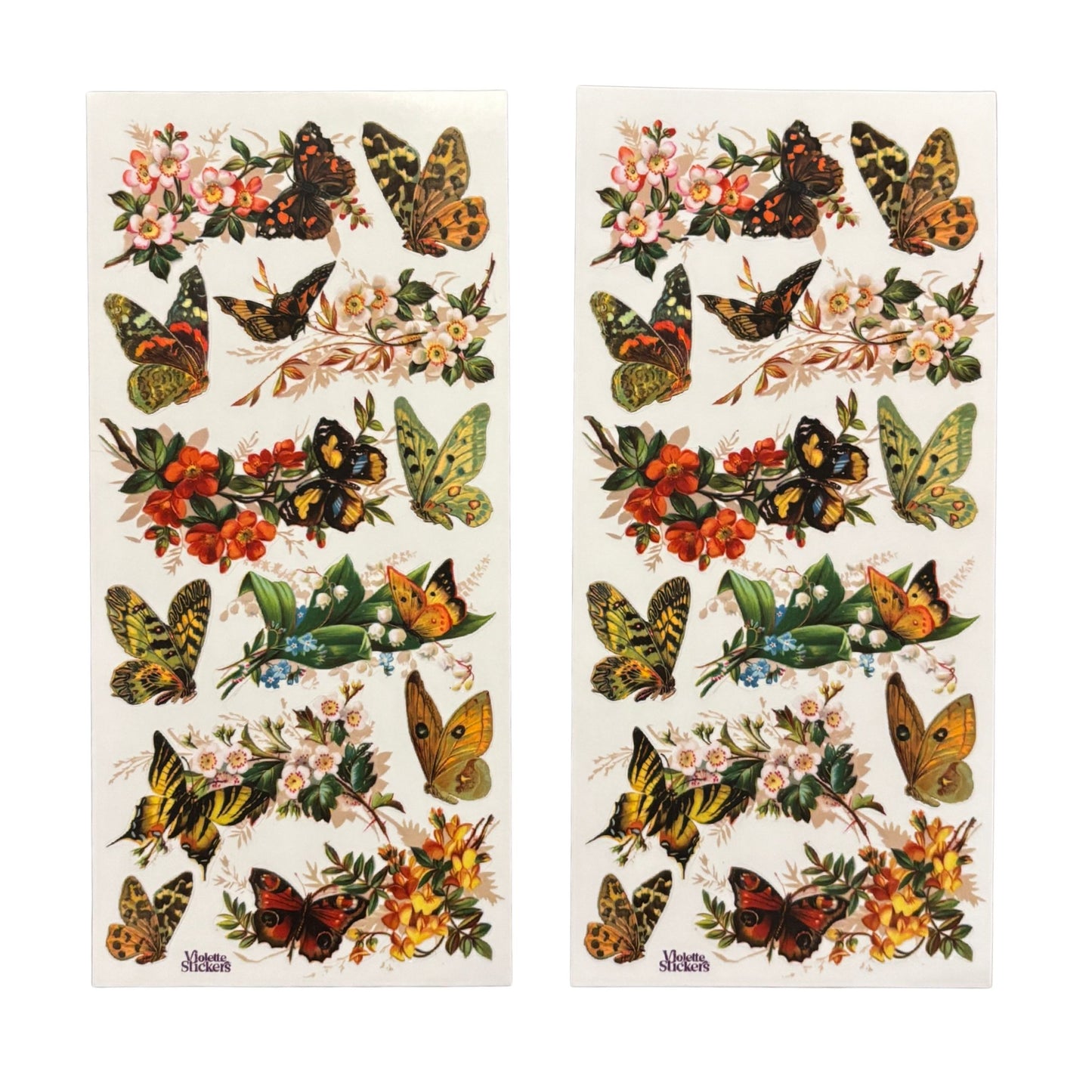 Natural Butterflies Clear Stickers | 4" x 8" | 2 Sheets