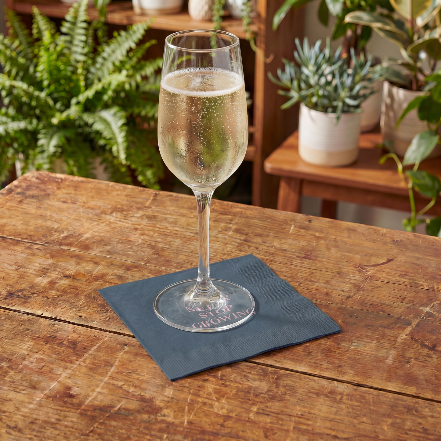 Never Stop Growing Party/Beverage/Cocktail Napkins | 5" Square
