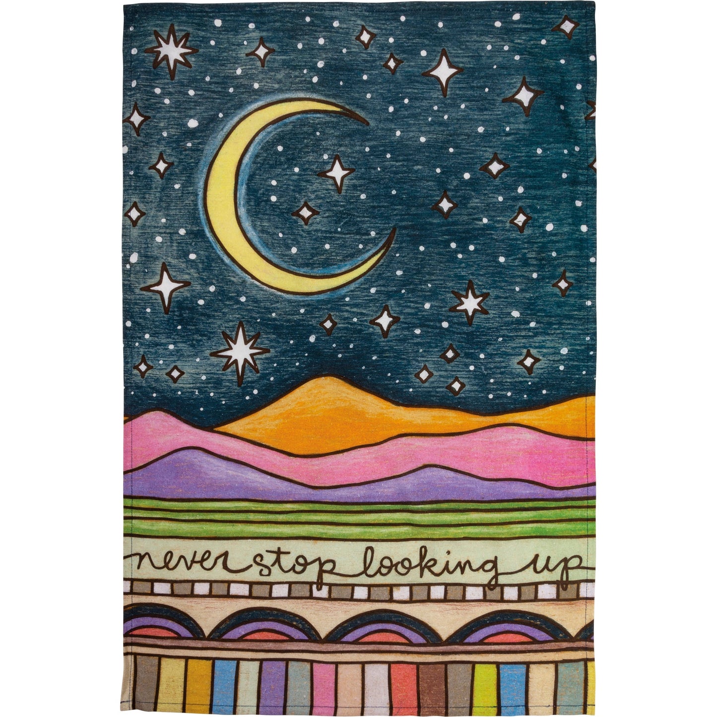Never Stop Looking Up Celestial Kitchen Towel | Celestial Cotton Hand Tea Dish Cloth | 18" x 28"