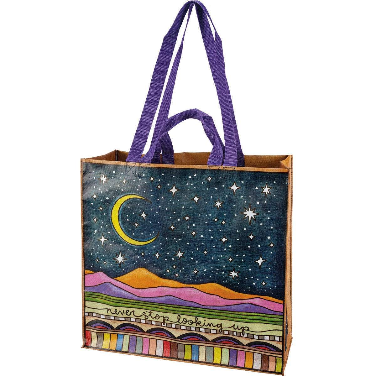 Never Stop Looking Up Market Tote | Shopping Grocery Bag | 15.50" x 15.25" x 6"