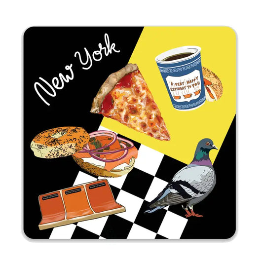 New York City Vinyl Sticker | Pigeon, Pizza, Bagel, Subway & Diner Coffee | 3"-Drawn Goods-The Bullish Store