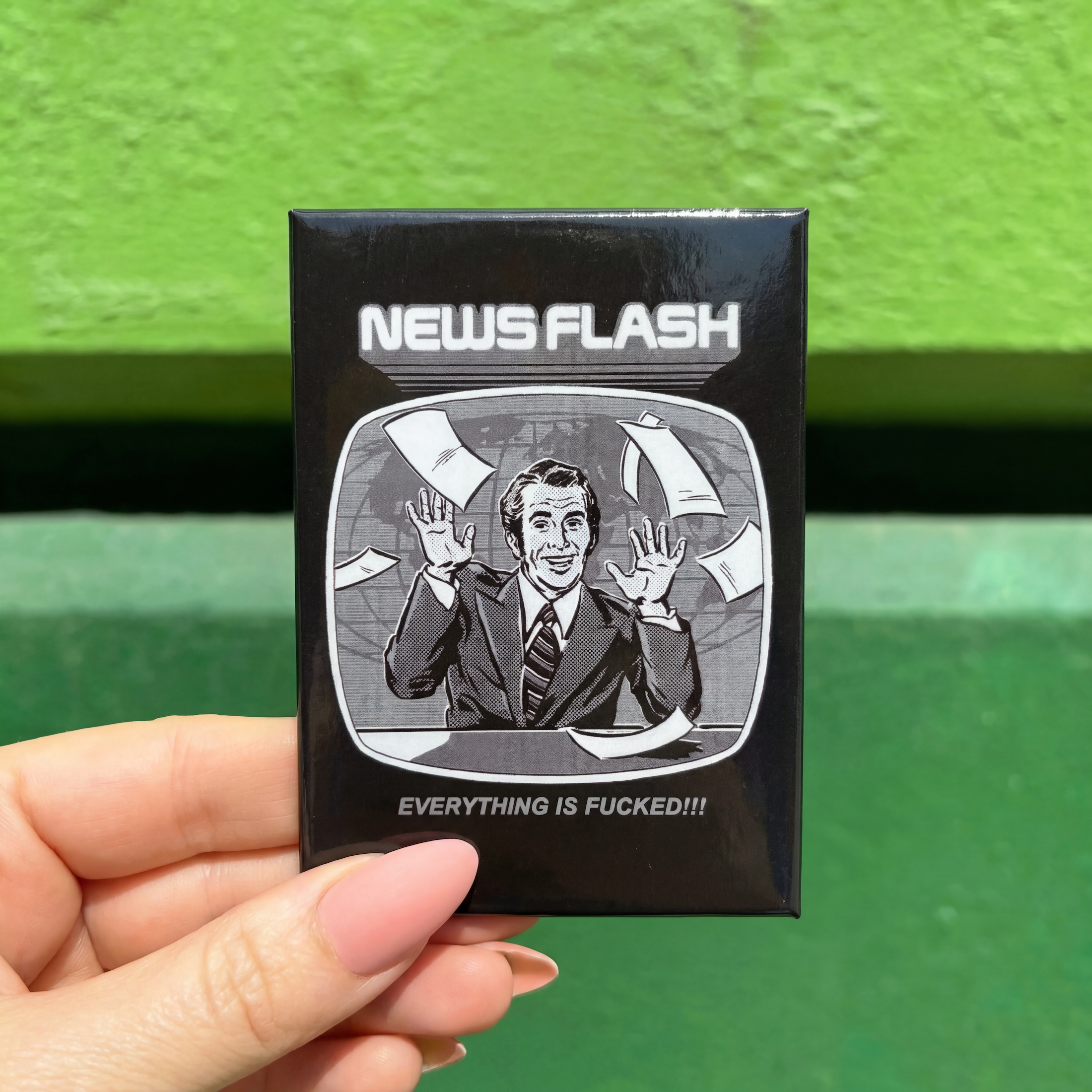 News Flash Everything Is Fucked Refrigerator Magnet | Rectangular Magnetic Surface Decor Art by Steven Rhodes | 2.5" X 3.5"