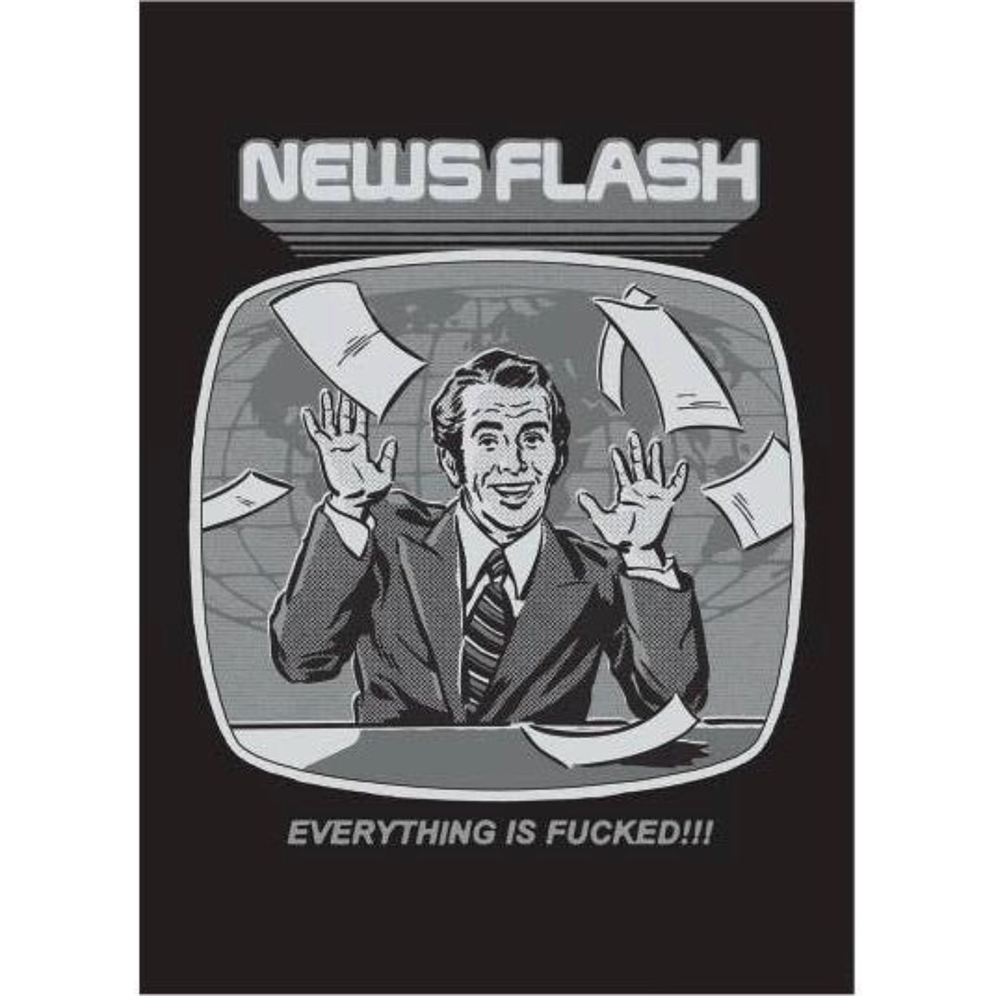 News Flash Everything Is Fucked Refrigerator Magnet | Rectangular Magnetic Surface Decor Art by Steven Rhodes | 2.5" X 3.5"-Ephemera-The Bullish Store