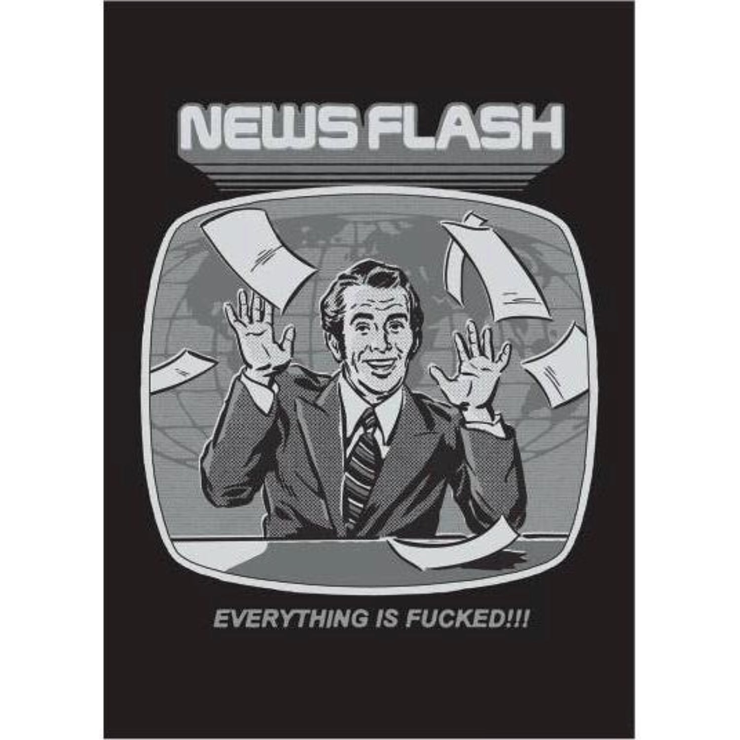 News Flash Everything Is Fucked Refrigerator Magnet | Rectangular Magnetic Surface Decor Art by Steven Rhodes | 2.5" X 3.5"-Ephemera-The Bullish Store