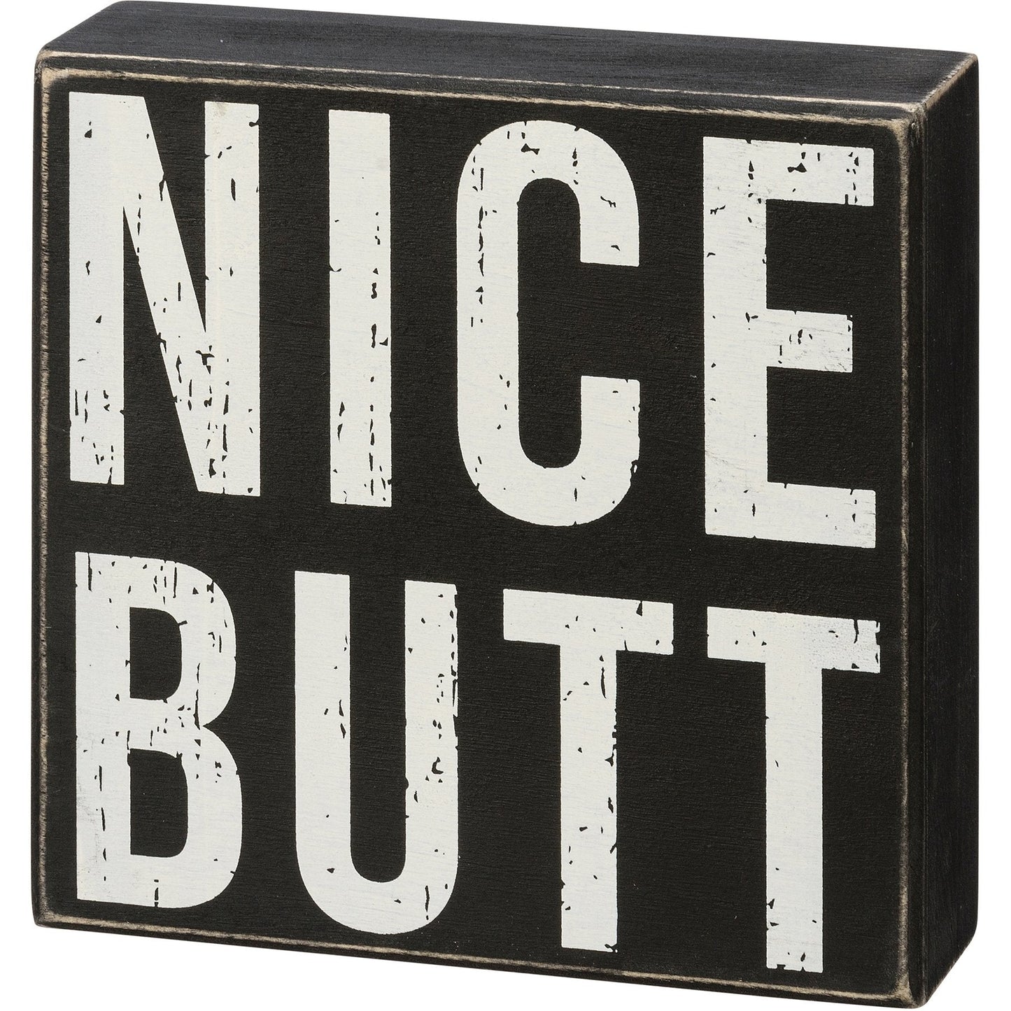 Nice Butt Box Sign | Wood | Funny Sign for Bathroom