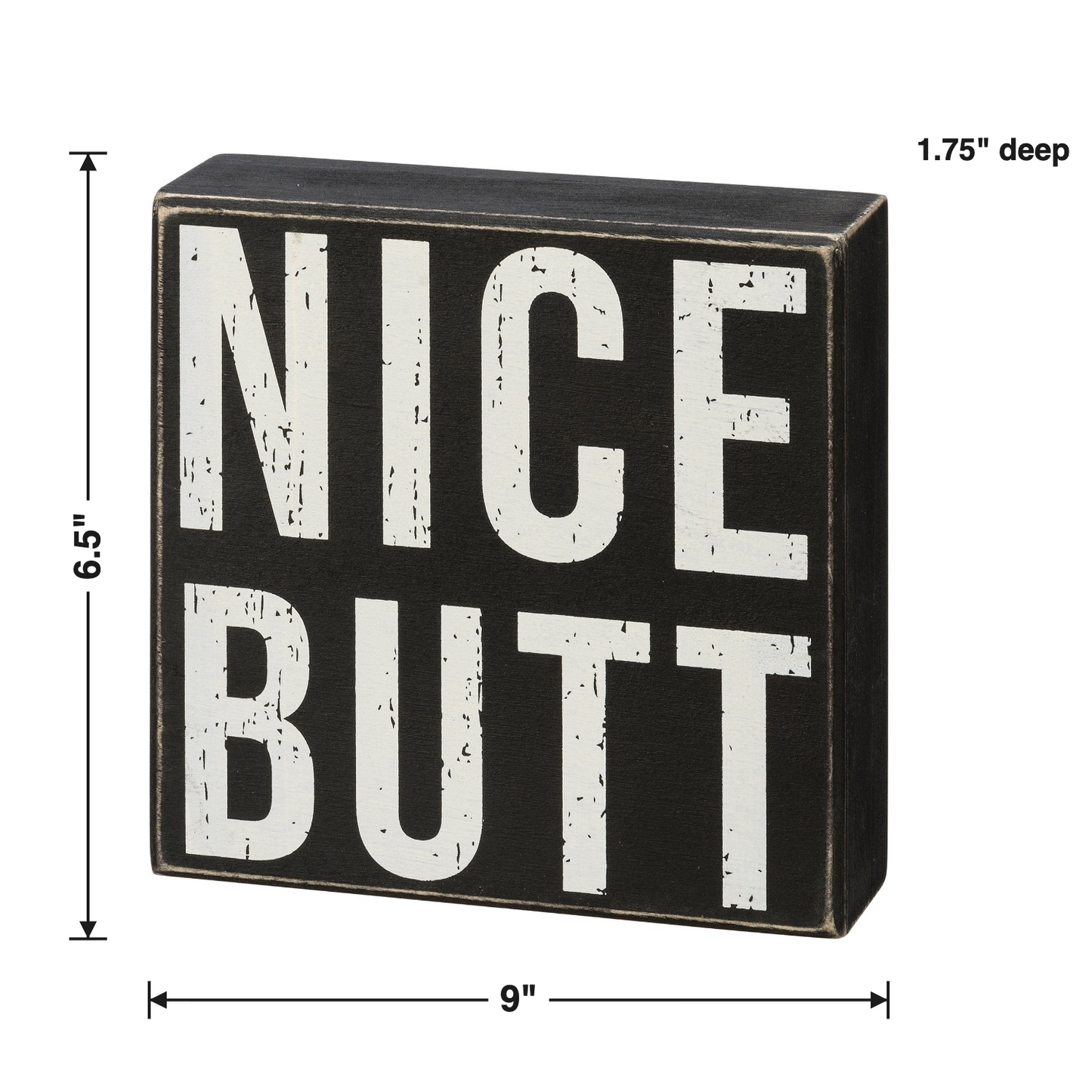 Nice Butt Box Sign size chart