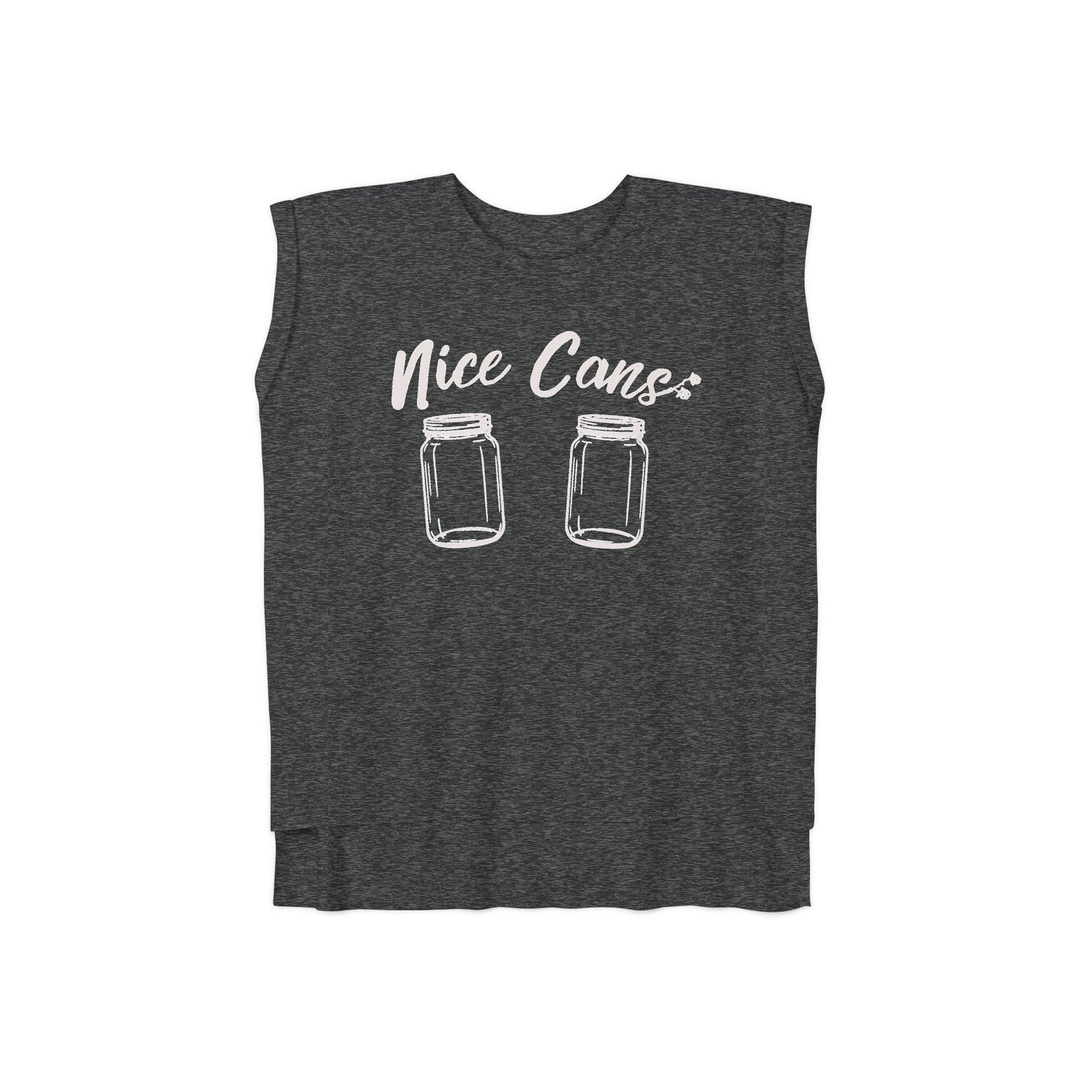 Nice Cans Women’s Flowy Rolled Cuffs Muscle Tee