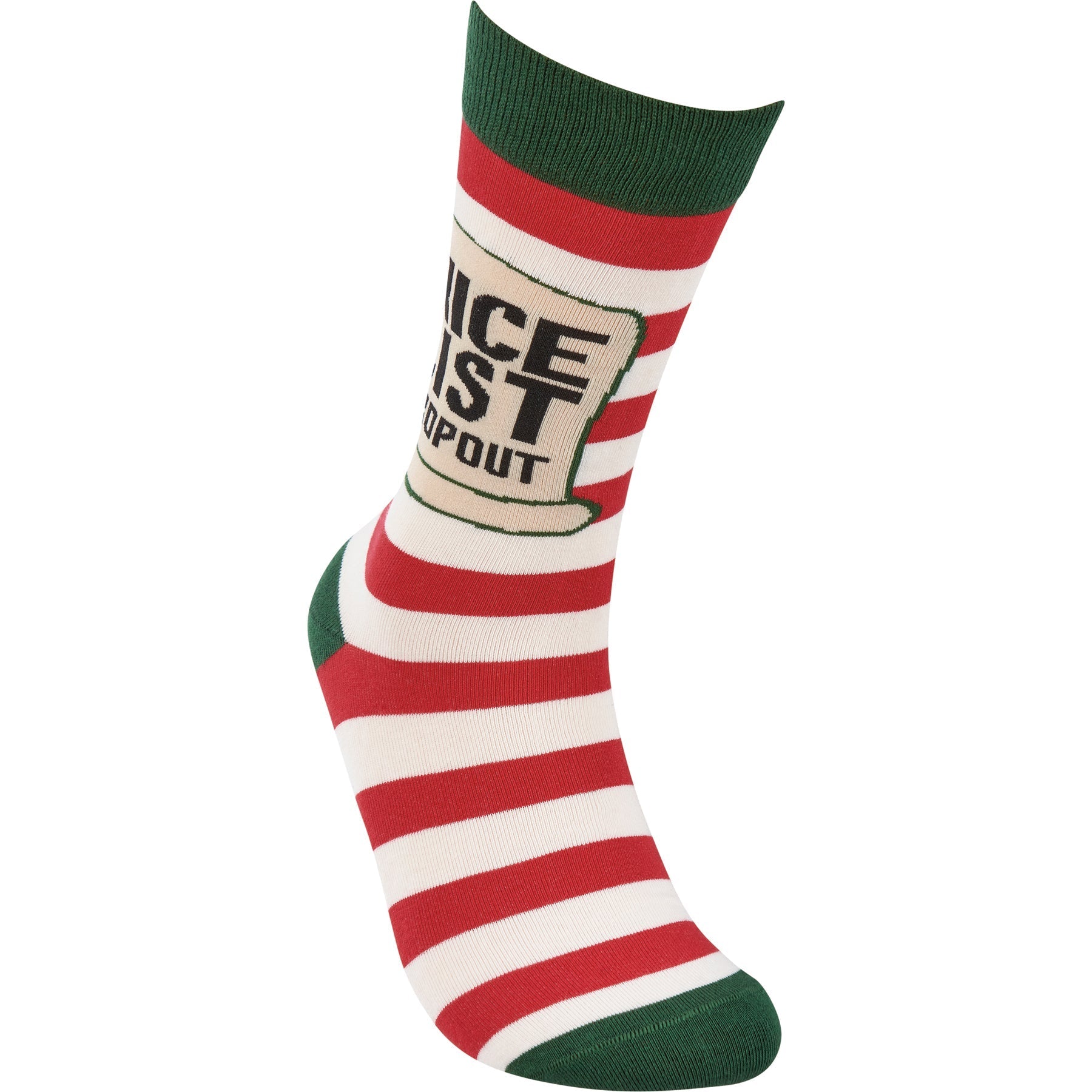 Nice List Dropout Socks | Holiday Themed Red White Stripes Novelty Socks