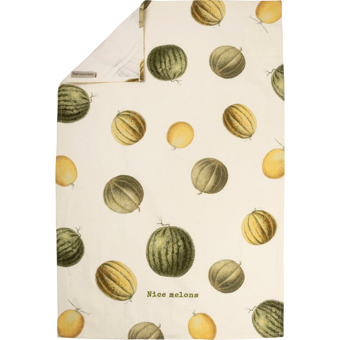 Nice Melons Dish Cloth Towel | Cotten Linen Novelty Tea Towel | Embroidered Text | 18" x 28"
