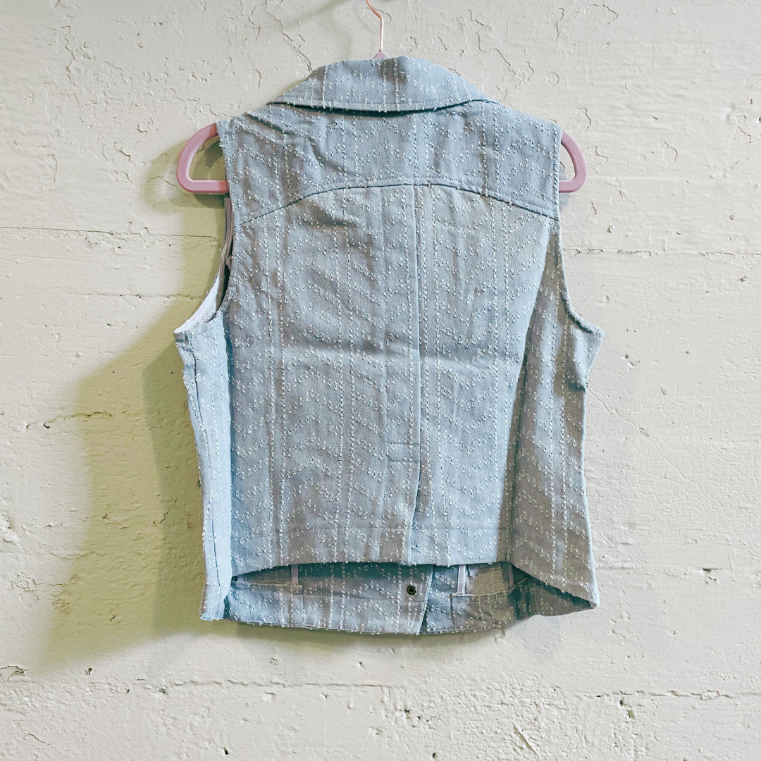 Nice Patches, Babe! Denim Vest Jacket with Zipper and Embroidered Patches [Sizes SM-XL]