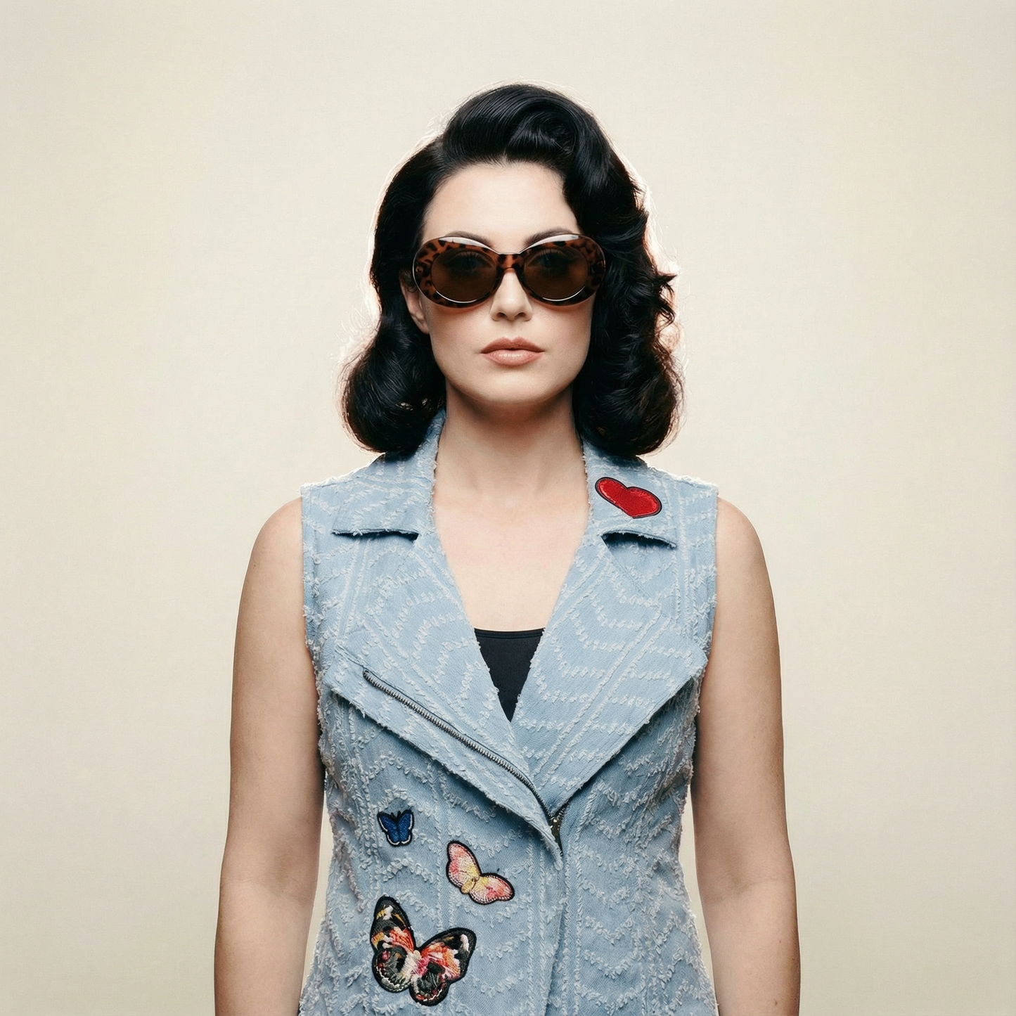 Nice Patches, Babe! Denim Vest Jacket with Zipper and Embroidered Patches [Sizes SM-XL]