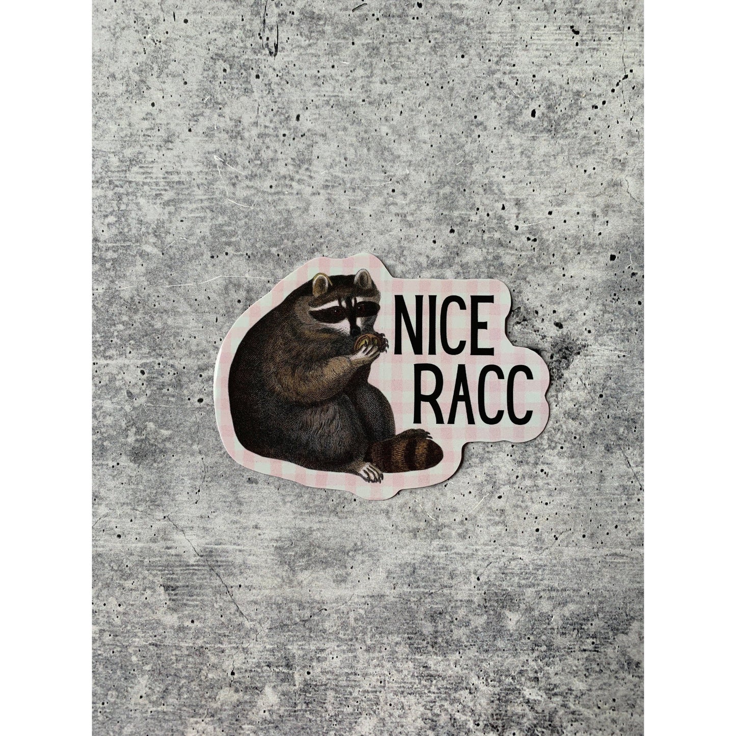 Nice Racc Die Cut Vinyl Sticker | Punny Vintage Historical Animal Illustration