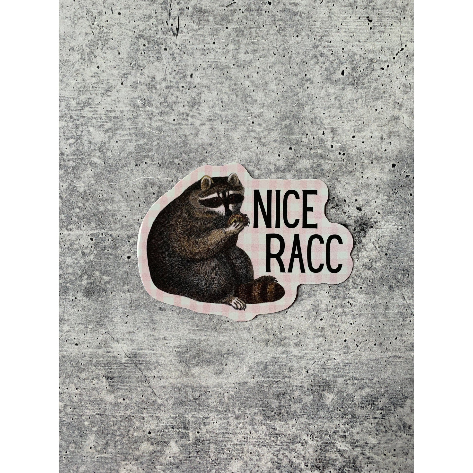 Nice Racc Die Cut Vinyl Sticker | Punny Vintage Historical Animal Illustration