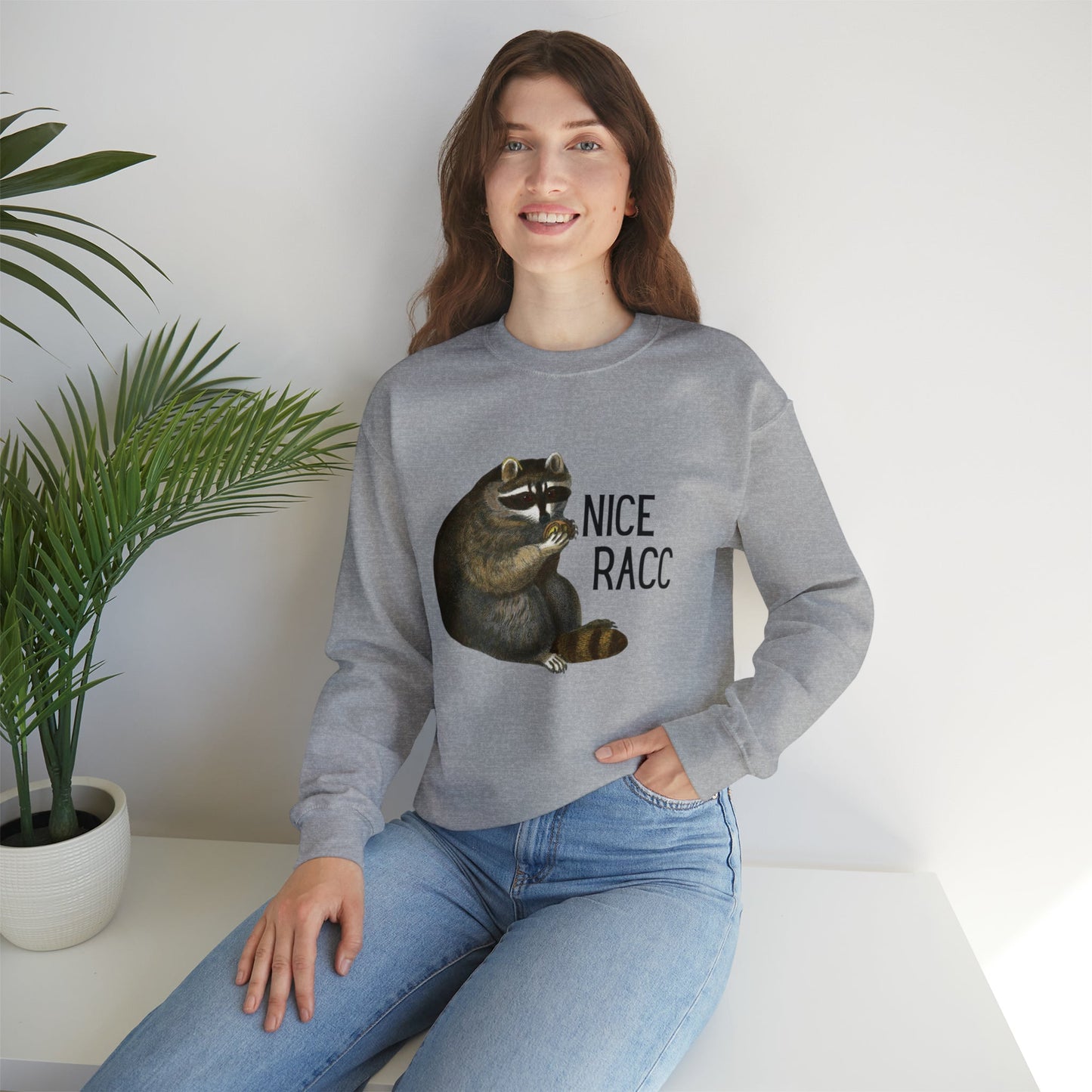 Nice Racc Unisex Heavy Blend™ Crewneck Sweatshirt Sizes SM-5XL | Plus Size Available