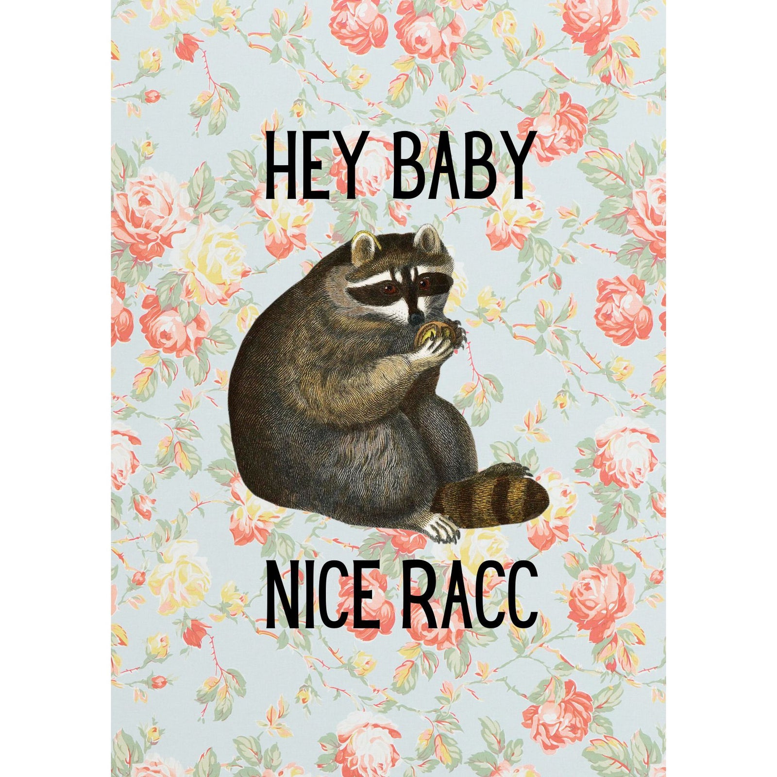 Nice Racc Vintage Raccoon Illustration Framed Wall Art | GetBullish Original Quote Sign