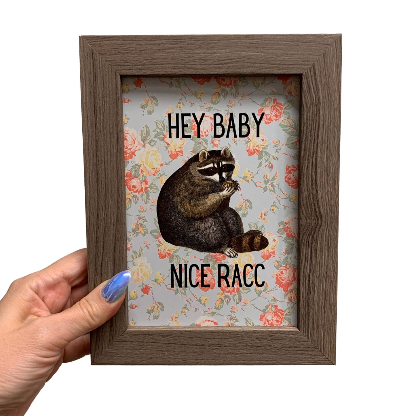 Nice Racc Vintage Raccoon Illustration Framed Wall Art | GetBullish Original Quote Sign