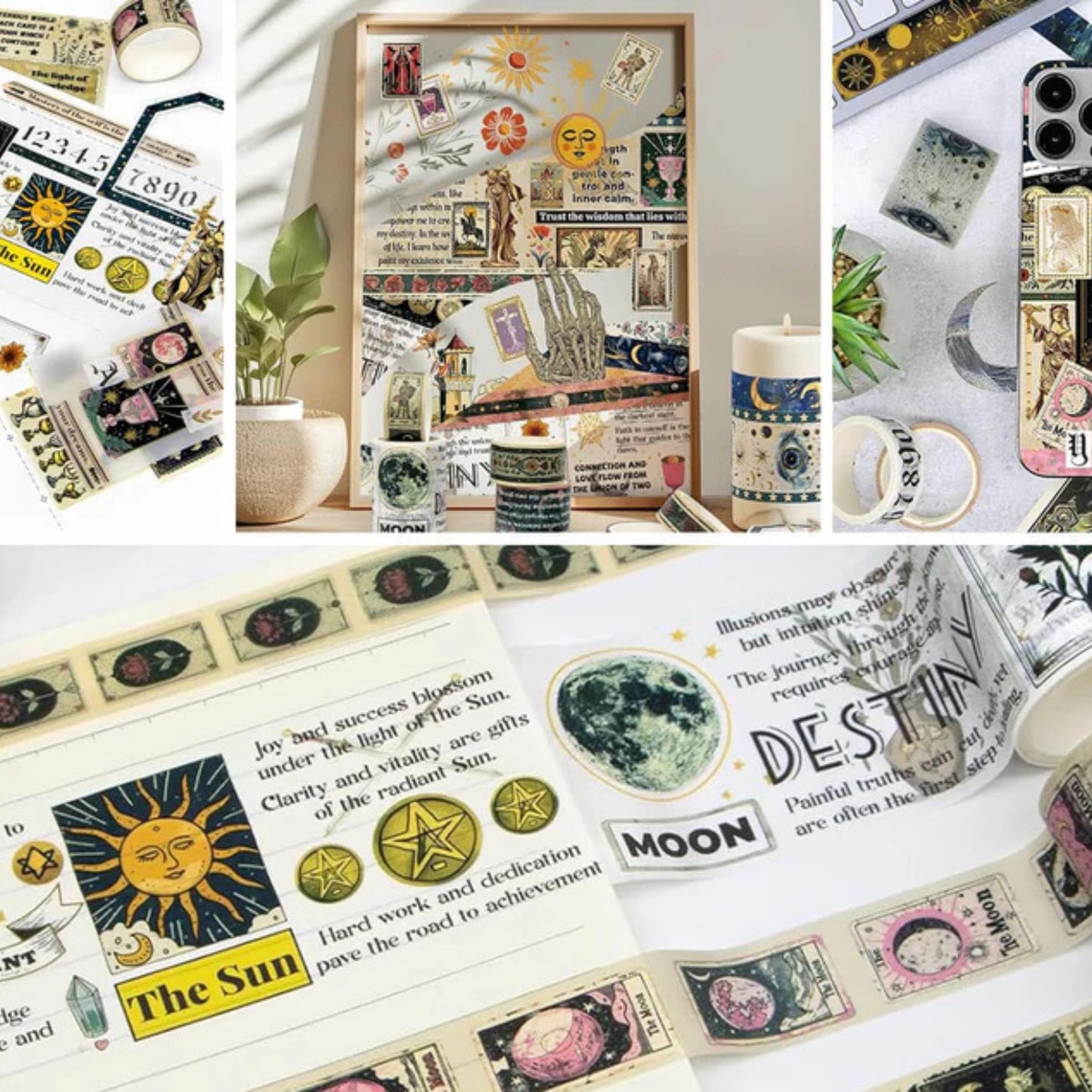 Night of Astrology Washi Tape Set | 29 Rolls Celestial & Tarot Themed Decorative Craft Tape