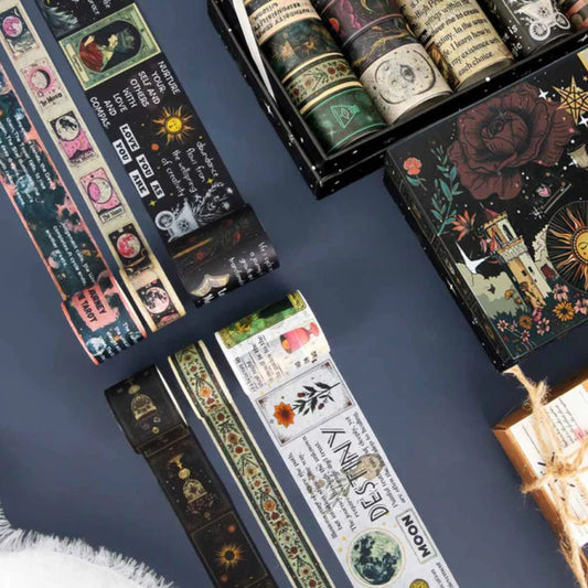 Night of Astrology Washi Tape Set | 29 Rolls Celestial & Tarot Themed Decorative Craft Tape