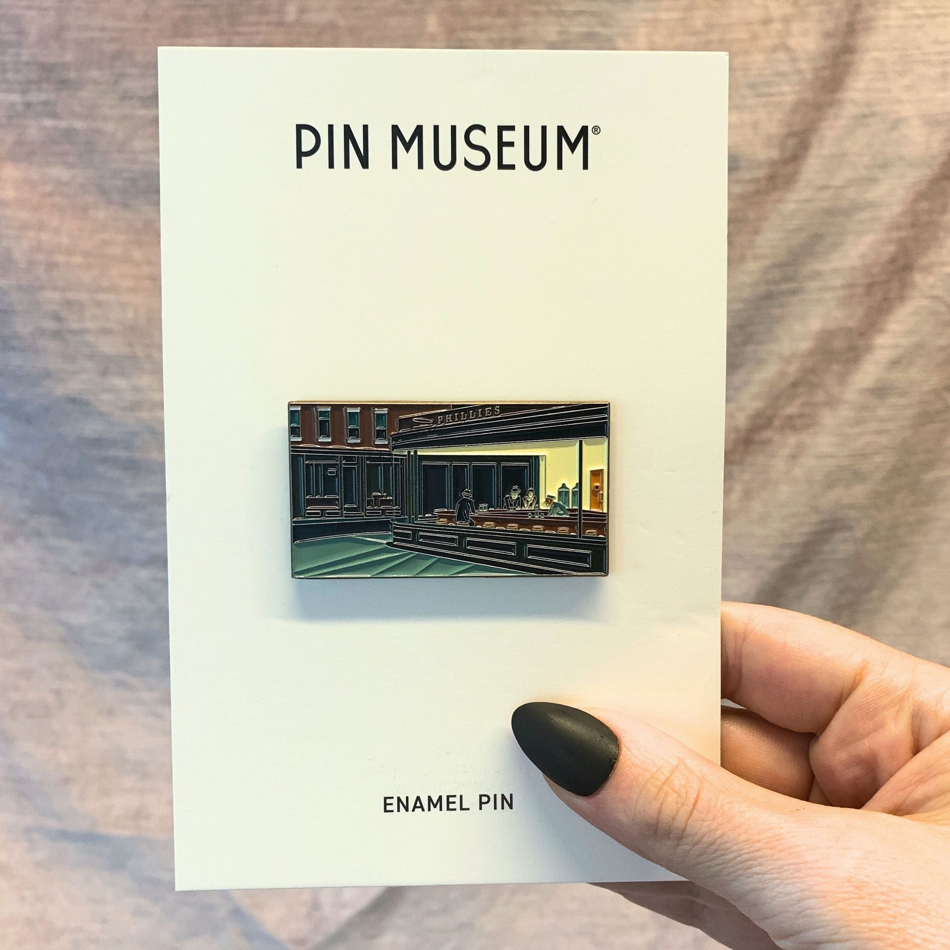 Nighthawks Extra Large Statement Enamel Pin | Restaurant Design Soft Lapel Pin | 2.25" x 1.23"