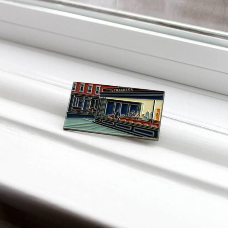 Nighthawks Extra Large Statement Enamel Pin | Restaurant Design Soft Lapel Pin | 2.25" x 1.23"