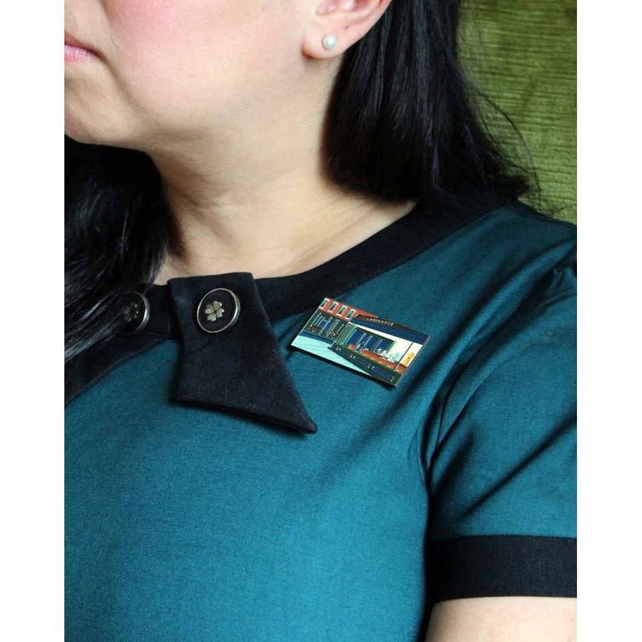 Nighthawks Extra Large Statement Enamel Pin | Restaurant Design Soft Lapel Pin | 2.25" x 1.23"