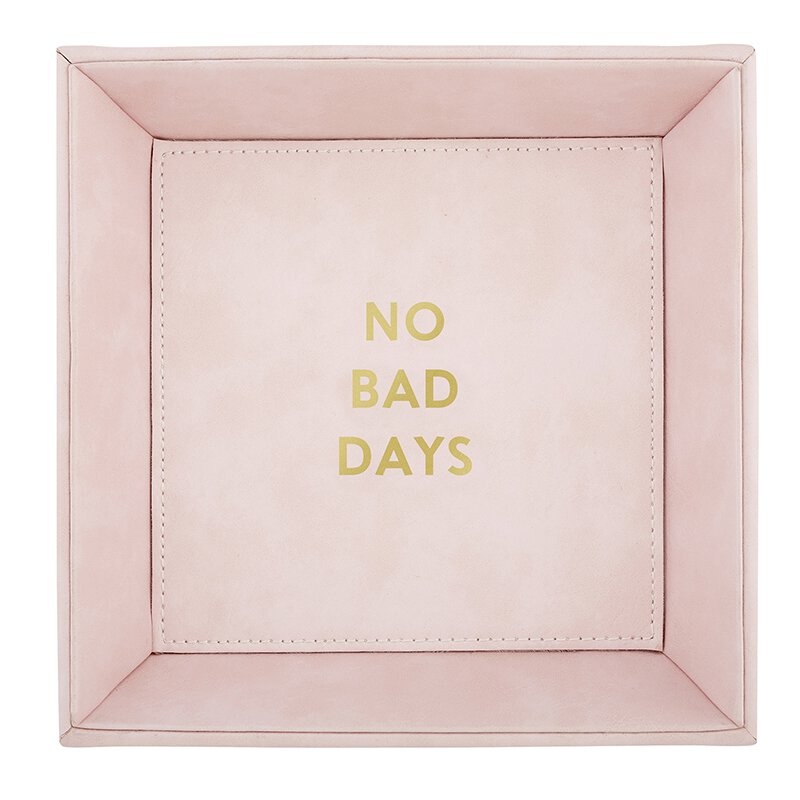 No Bad Days Blush Pink Valet Tray | Inspirational Gift Tray for Keeping Keys, Jewelry, Etc.