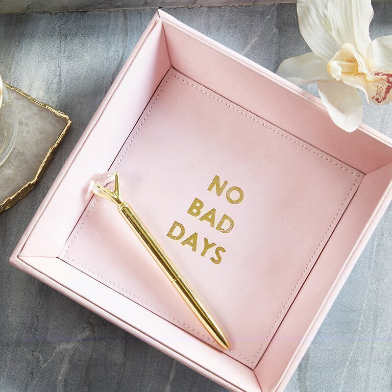 No Bad Days Blush Pink Valet Tray | Inspirational Gift Tray for Keeping Keys, Jewelry, Etc.