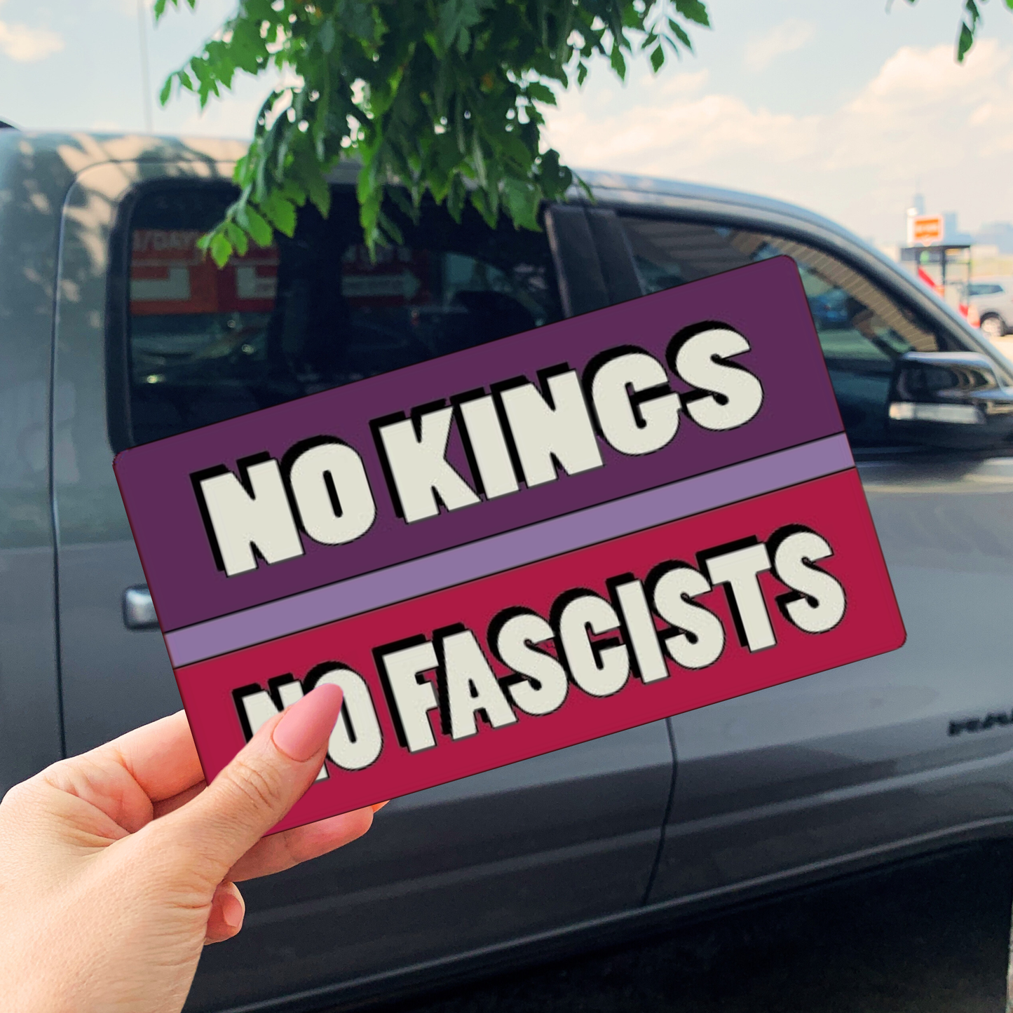 No Kings No Fascists Vinyl Sticker | Rectangular Decal | 2.4" x 1.3"