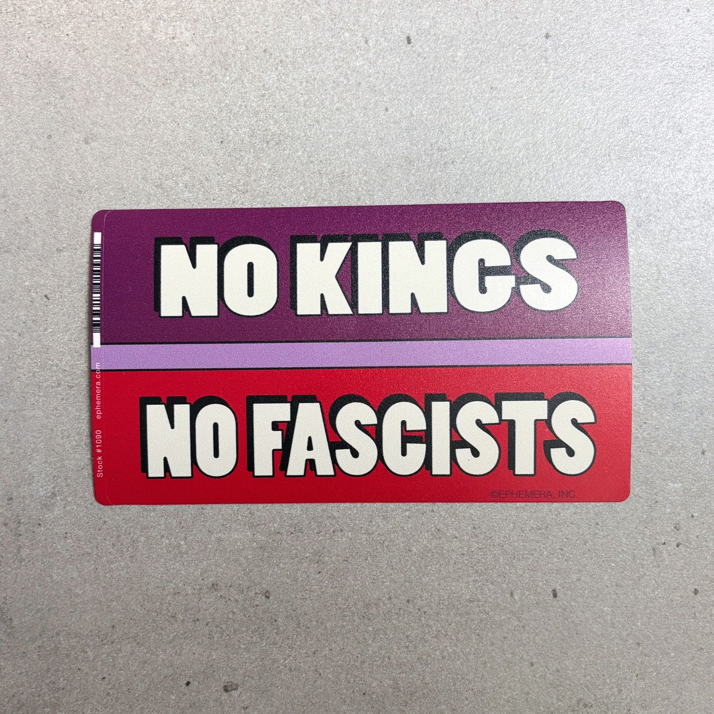 No Kings No Fascists Vinyl Sticker | Rectangular Decal | 2.4" x 1.3"