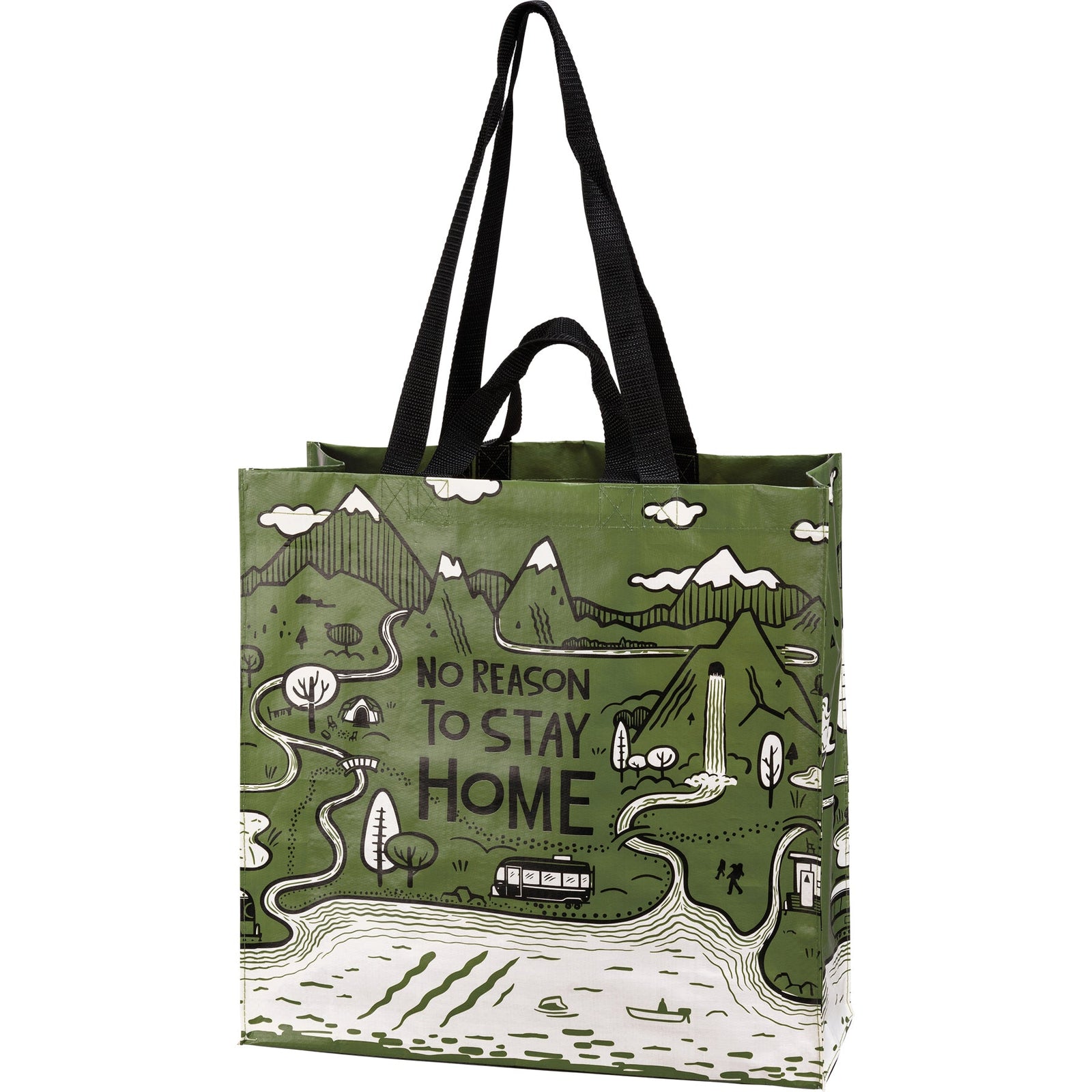 No Reason To Stay Home Market Tote Bag | Daily Shopping Storage Bag | 15.50" x 15.25" x 6"